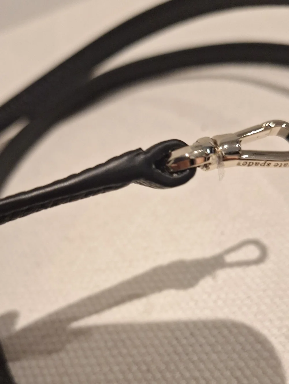 Kate Spade Black Leather Crossbody Strap with Silver Hardware